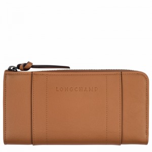 Beige Longchamp 3D Zip around wallet - Leather UK | L3418HCV016-