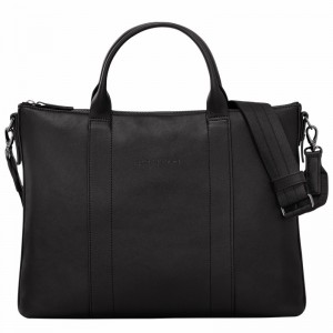 Black Longchamp 3D Briefcase - Leather UK | 10237HCV001-