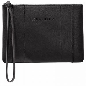 Black Longchamp 3D Pouch - Leather UK | 30032HCV001-