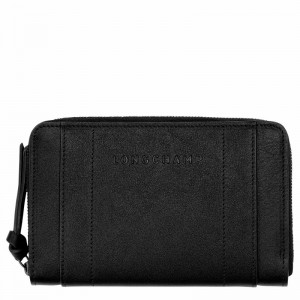 Black Longchamp 3D Wallet - Leather UK | L3622HCV001