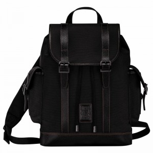 Black Longchamp Boxford Backpack - Recycled canvas UK | 20035080001