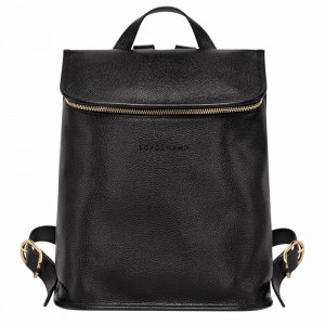 Black Longchamp Le FOULONNÉ Backpack - Leather UK | 10195021001