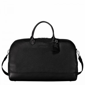 Black Longchamp Le FOULONNÉ M Travel bag - Leather UK | L1302021047-