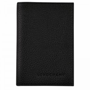 Black Longchamp Le FOULONNÉ Passport cover - Leather UK | L3416021001-