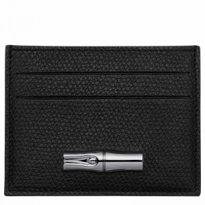 Black Longchamp Le Roseau Card holder - Leather UK | L3218HFP001