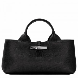 Black Longchamp Le Roseau S Handbag - Leather UK | 10280HFP001