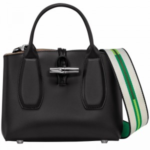 Black Longchamp Le Roseau S Handbag - Leather UK | 10095HCN001