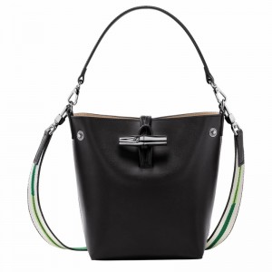 Black Longchamp Le Roseau XS Bucket bag - Leather UK | 10229HCN001