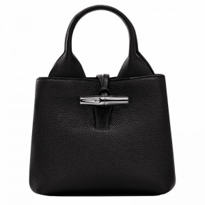 Black Longchamp Le Roseau XS Handbag - Leather UK | 10278HFP001