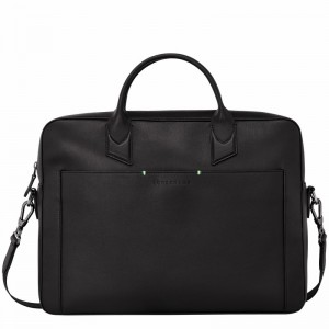 Black Longchamp sur Seine M Briefcase - Leather UK | 20048HCM001