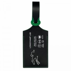 Black / Green Longchamp LGP Travel Luggage tag - Leather UK | 30037F08075-