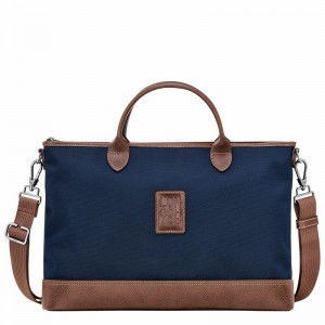 Blue Longchamp Boxford S Briefcase - Recycled canvas UK | 20032080127