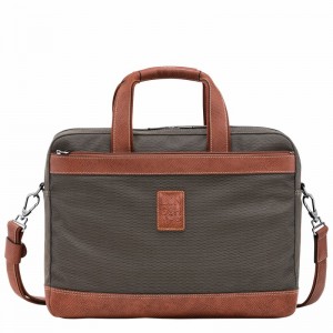 Brown Longchamp Boxford L Briefcase - Recycled canvas UK | L1487080042