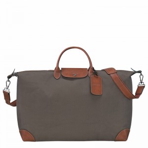 Brown Longchamp Boxford M Travel bag - Recycled canvas UK | L1625080042