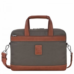 Brown Longchamp Boxford S Briefcase - Recycled canvas UK | L1486080042