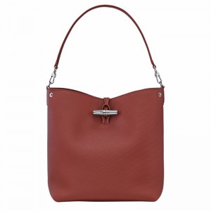 Brown Longchamp Le Roseau M Shoulder bag - Leather UK | 10281HFP404