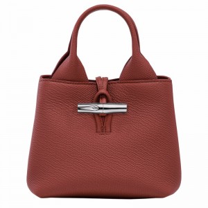 Brown Longchamp Le Roseau XS Handbag - Leather UK | 10278HFP404