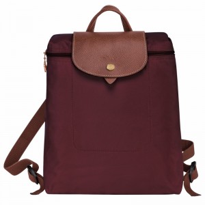 Burgundy Longchamp Le Pliage Original M Backpack - Recycled canvas UK | L1699089P87