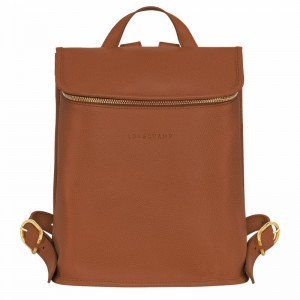 Caramel Longchamp Le FOULONNÉ Backpack - Leather UK | 10195021121