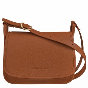 Caramel Longchamp Le FOULONNÉ M Crossbody bag - Leather UK | 10135021121