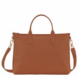 Caramel Longchamp Le FOULONNÉ S Briefcase - Leather UK | 20032021121