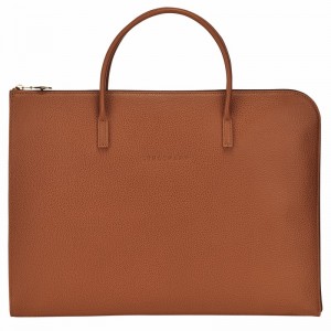 Caramel Longchamp Le FOULONNÉ S Briefcase - Leather UK | L2115021121