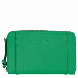 Green Longchamp 3D Wallet - Leather UK | L3622HCV129