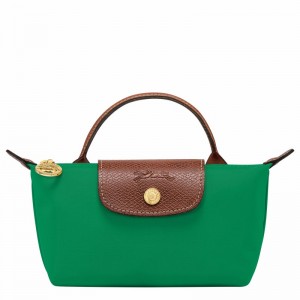 Green Longchamp Le Pliage Original Pouch with handle - Recycled canvas UK | 34175089P88-