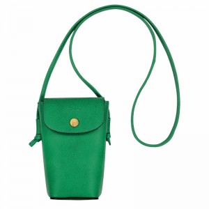 Green Longchamp ÉPURE Phone case with leather lace - Leather UK | 34193HYZ129