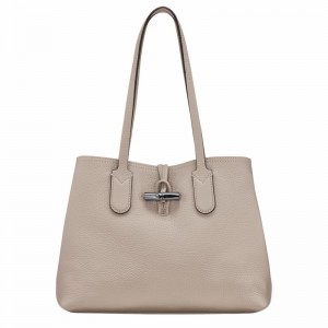 Grey Longchamp Le Roseau Essential M Tote bag - Leather UK | 10183968266