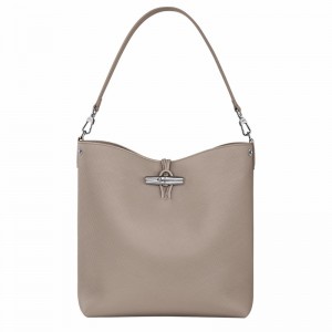 Grey Longchamp Le Roseau M Shoulder bag - Leather UK | 10281HFP266