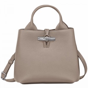 Grey Longchamp Le Roseau S Handbag - Leather UK | 10273HFP266