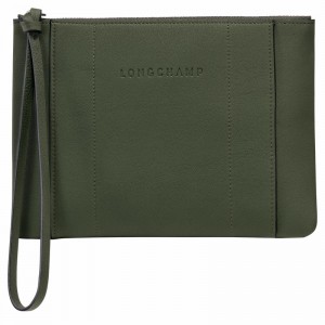 Khaki Longchamp 3D Pouch - Leather UK | 30032HCV292-