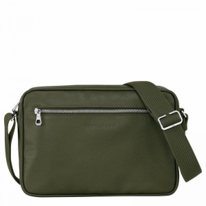 Khaki Longchamp Le FOULONNÉ M Camera bag - Leather UK | 20044021A23