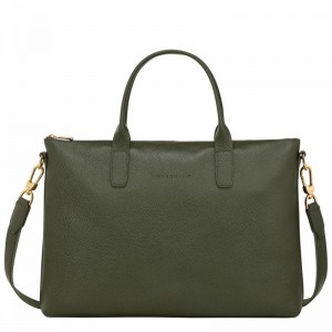 Khaki Longchamp Le FOULONNÉ S Briefcase - Leather UK | 20032021892