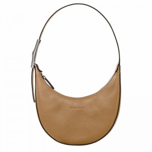 Khaki Longchamp Le Roseau Essential S Hobo bag - Leather UK | 10217968026