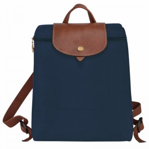 Navy Longchamp Le Pliage Original M Backpack - Recycled canvas UK | L1699089P68