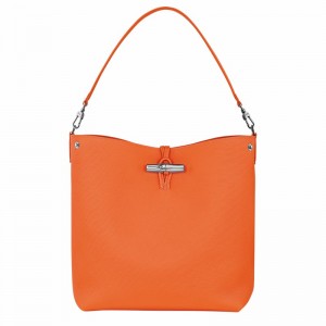 Orange Longchamp Le Roseau M Shoulder bag - Leather UK | 10281HFP017