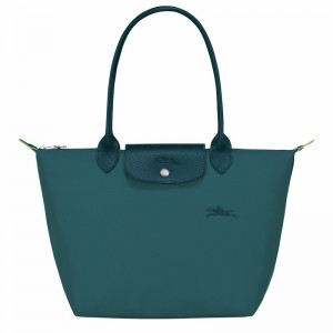 Peacock Longchamp Le Pliage Green M Tote bag - Recycled canvas UK | L2605919P89