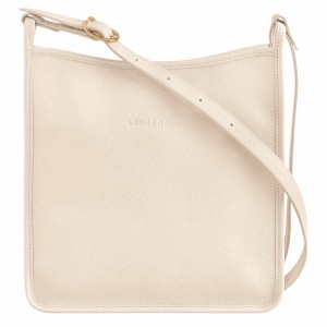 White Longchamp Le FOULONNÉ M Crossbody bag - Leather UK | 10140021555