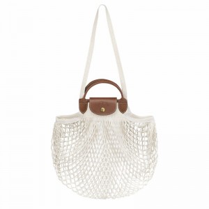 White Longchamp Le Pliage Filet L Mesh bag - Canvas UK | 10121HVH037