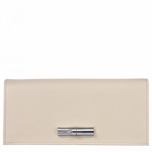 White Longchamp Le Roseau Flap wallet - Leather UK | L3044HFP555