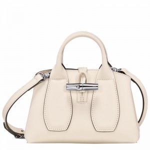 White Longchamp Le Roseau XS Handbag - Leather UK | 10057HCL037