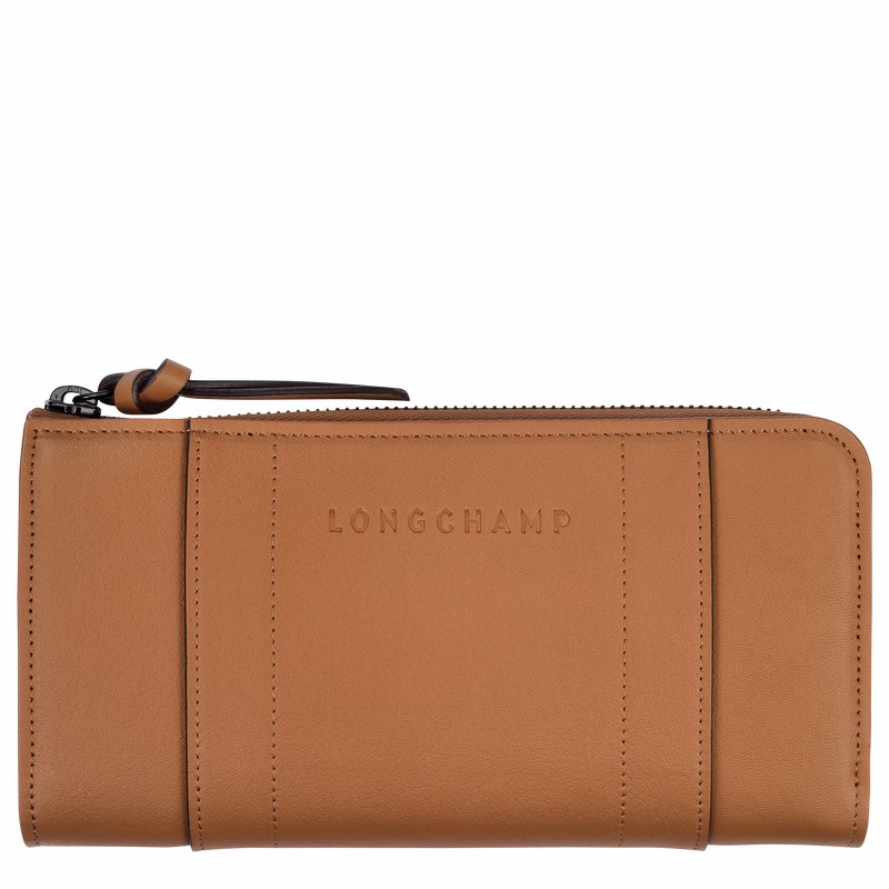 Beige Longchamp 3D Zip around wallet - Leather UK | L3418HCV016