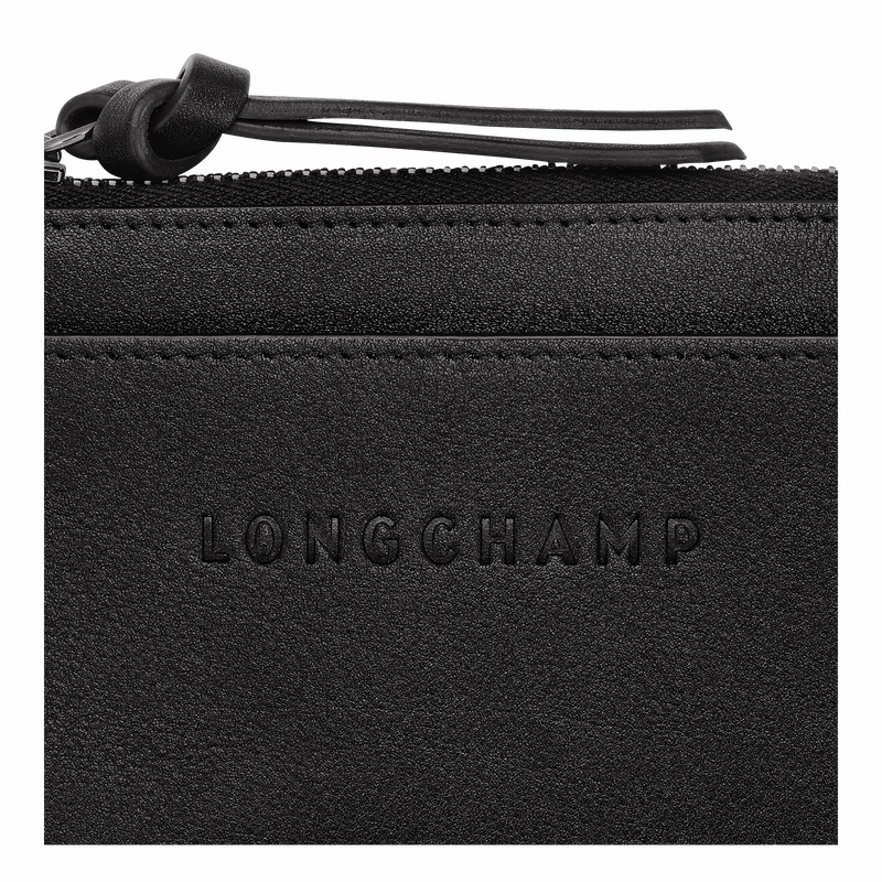 Black Longchamp 3D Card holder - Leather UK | 30034HCV001