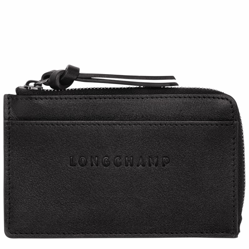 Black Longchamp 3D Card holder - Leather UK | 30034HCV001