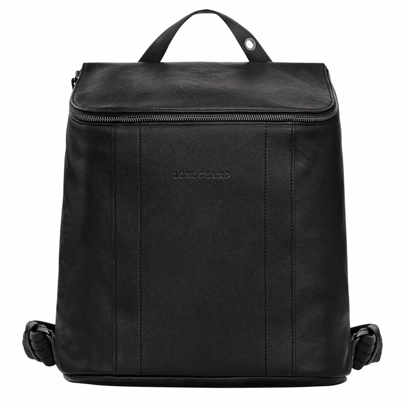 Black Longchamp 3D M Backpack - Leather UK | 10243HCV001-