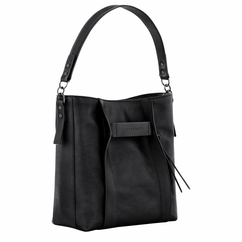 Black Longchamp 3D M Hobo bag - Leather UK | 10225HCV001