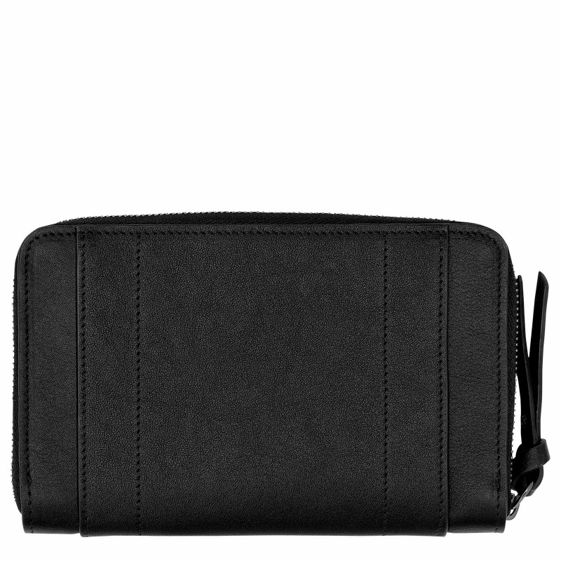 Black Longchamp 3D Wallet - Leather UK | L3622HCV001