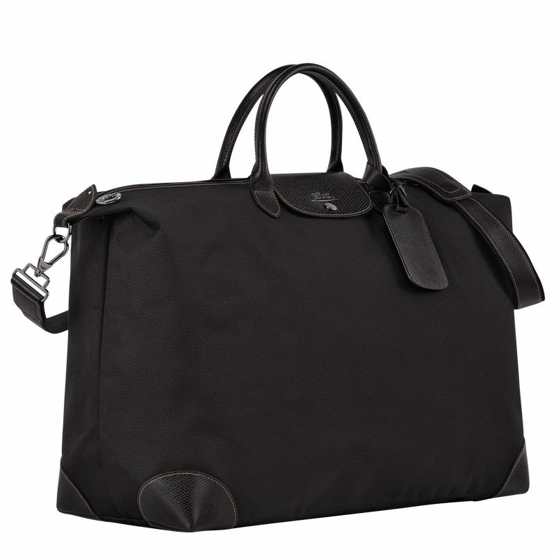 Black Longchamp Boxford M Travel bag - Recycled canvas UK | L1625080001-